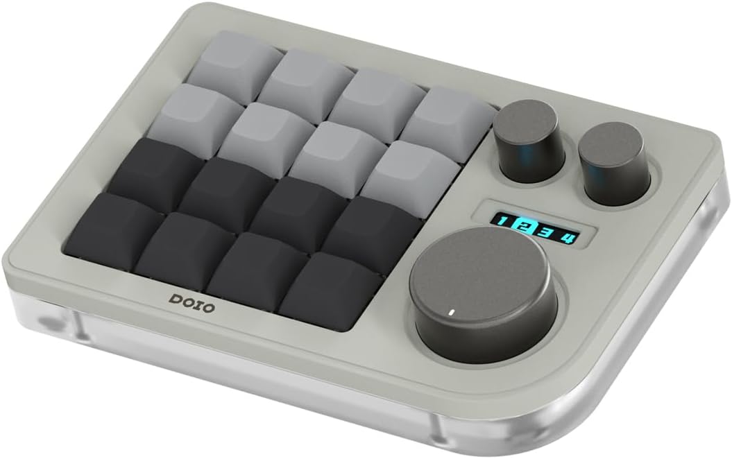 KEEBMONKEY - Megalodon Triple Knob Macro Pad Programmable Designer Mini Keyboard 16 Keys (Black) - Serious Techies