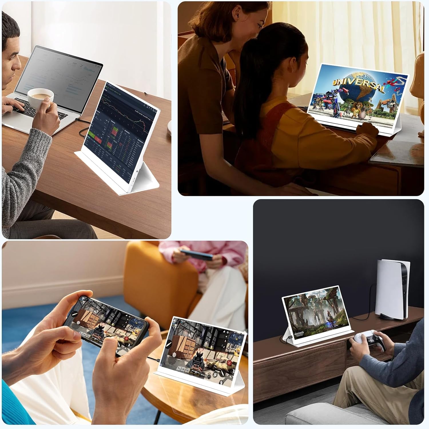 AYY - Portable Monitor 15.6Inch 1080P FHD - USB-C/HDMI Computer Display, HDR IPS Gaming Monitor Compatible with Laptop PC MAC Phone PS4 Xbox Switch, W/Smart Cover, Dual Speakers - White - Serious Techies