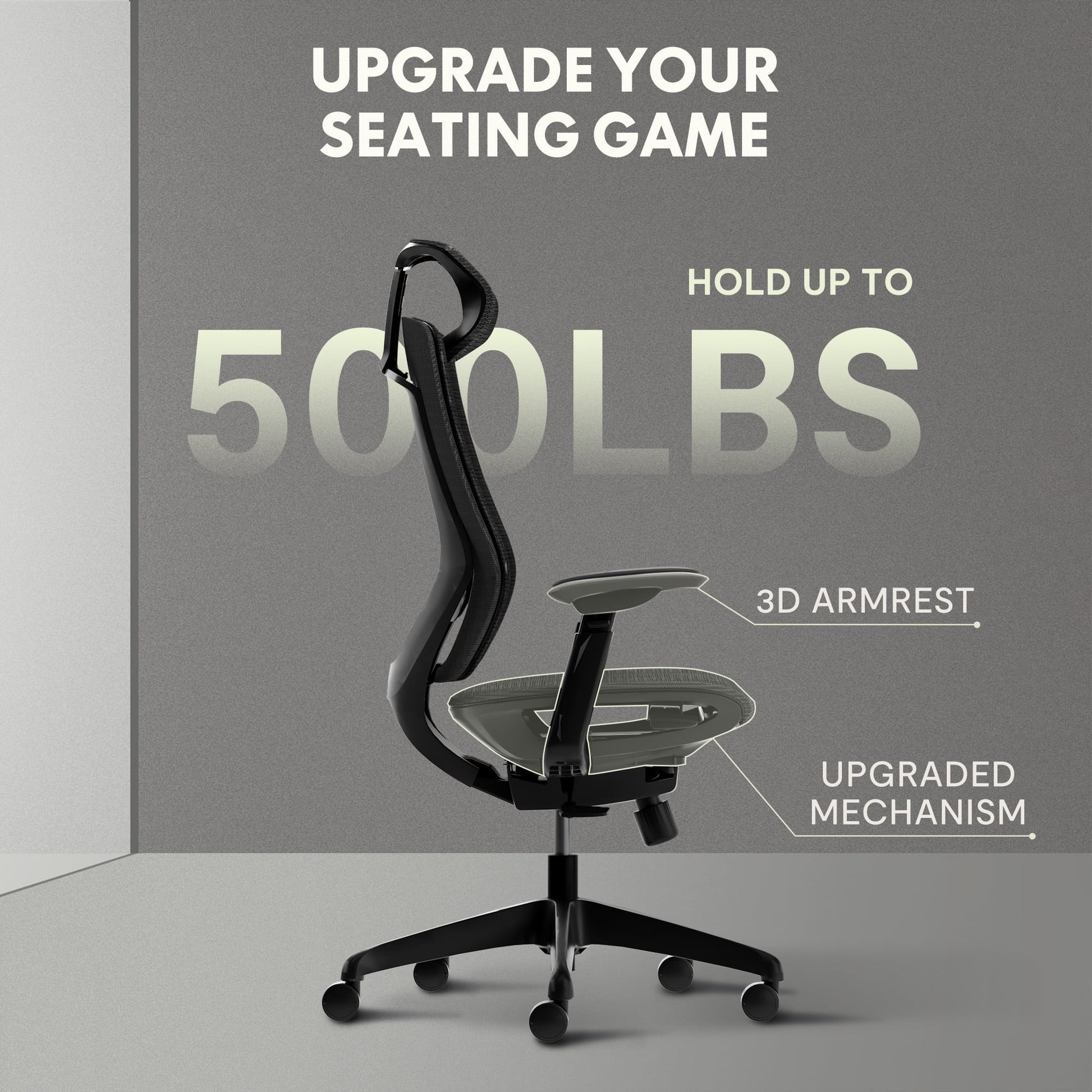 FlexiSpot - 500 LBS Big and Tall Office Chair, Heavy Duty Mesh Ergonomic Chair with High Back, 4D Armrest, Lumbar Support and Tilt Function for Home Office, Black - Serious Techies