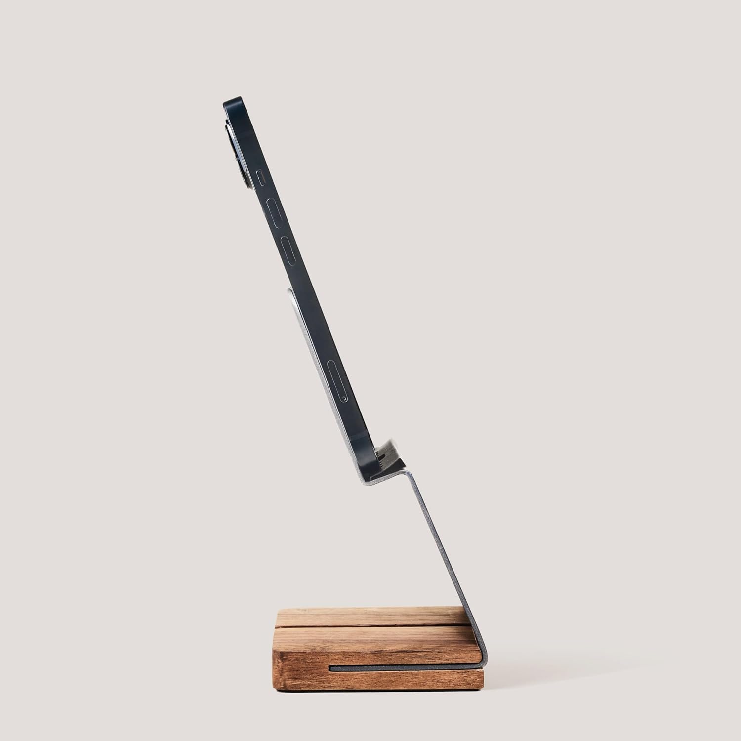 NOOE - Hand-On Tablet Stand Mobile Holder, Sturdy Wood and Aluminum Base, for up to 12 Inch Devices, WALNUT BROWN - Serious Techies