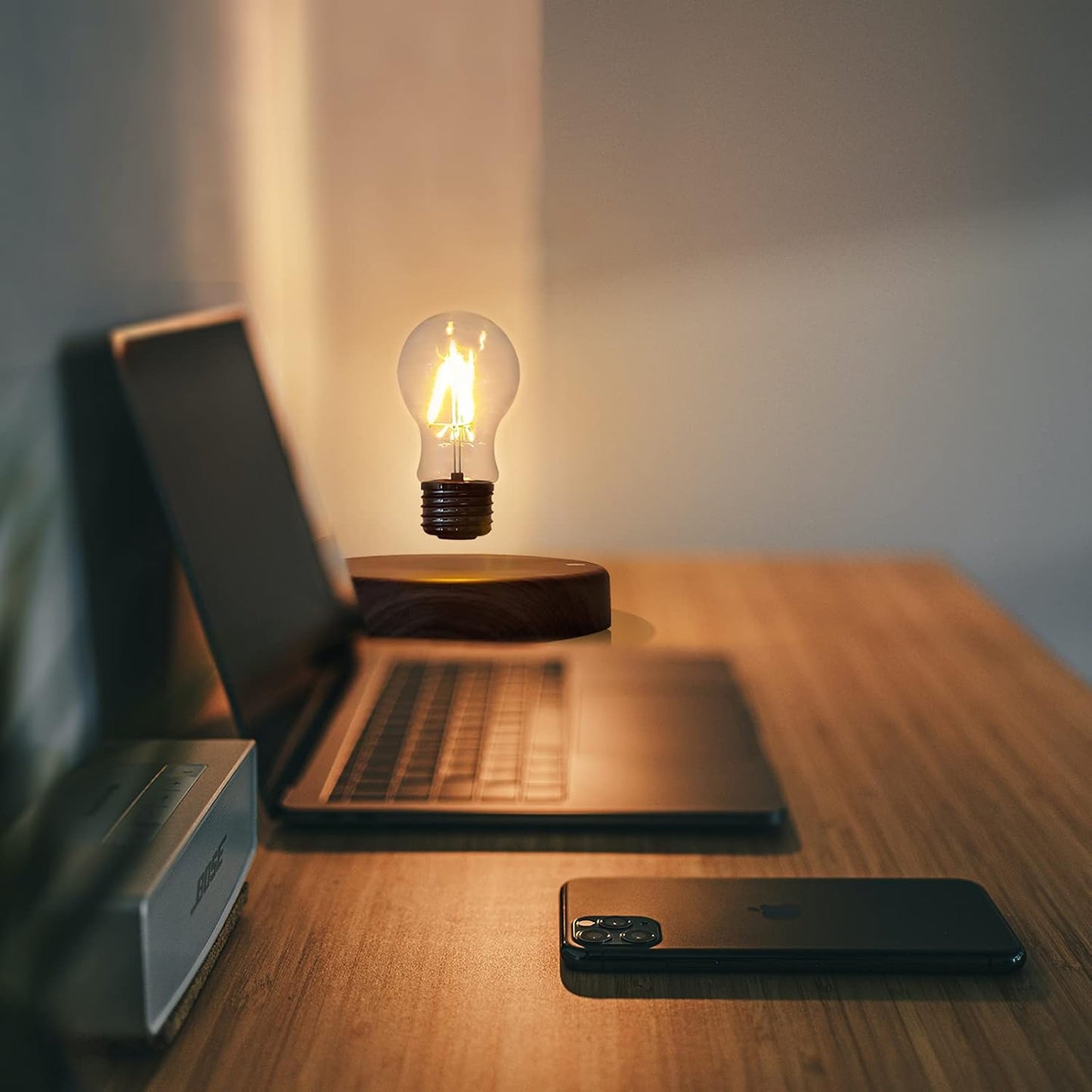 HCNT - Levitating Bulb Lamp Magnetic Floating LED Light Desk Lamp Table Lamp Night Light, 360 Degree Automatic Rotating Light for Unique Gifts Room Home Office Decor - Serious Techies