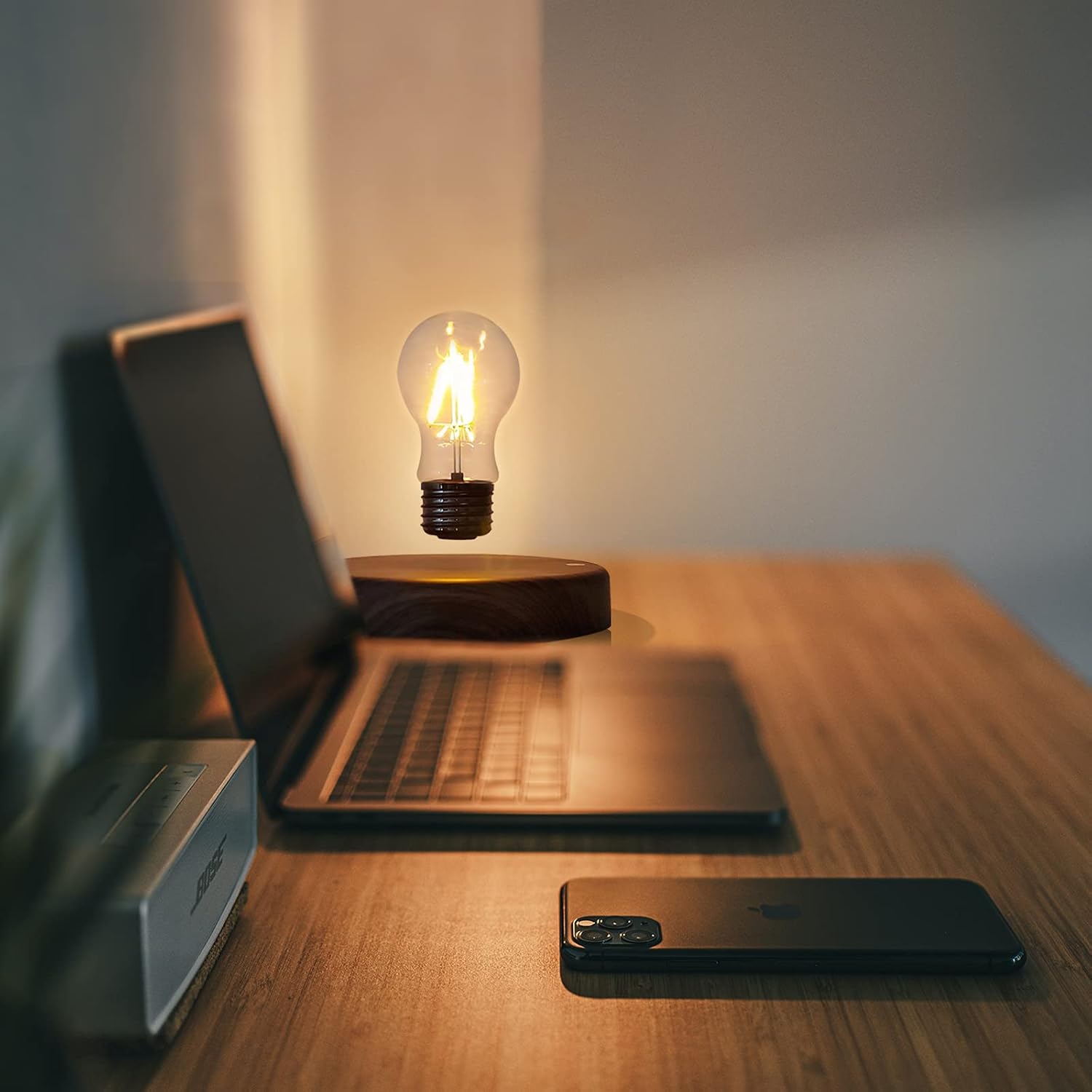 HCNT - Levitating Bulb Lamp Magnetic Floating LED Light Desk Lamp Table Lamp Night Light, 360 Degree Automatic Rotating Light for Unique Gifts Room Home Office Decor - Serious Techies