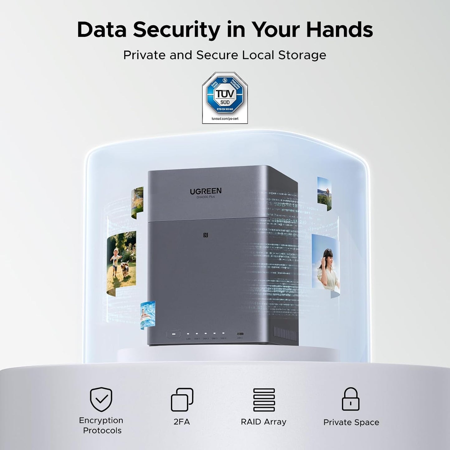 UGREEN - Nasync DH4300 plus 4-Bay Desktop NAS, Support Capacity 120TB (Diskless), Remote Access, AI Photo Album, Beginner Friendly System, 8GB LPDDR4X RAM, 2.5Gbe, 4K HDMI, Network Attached Storage - Serious Techies