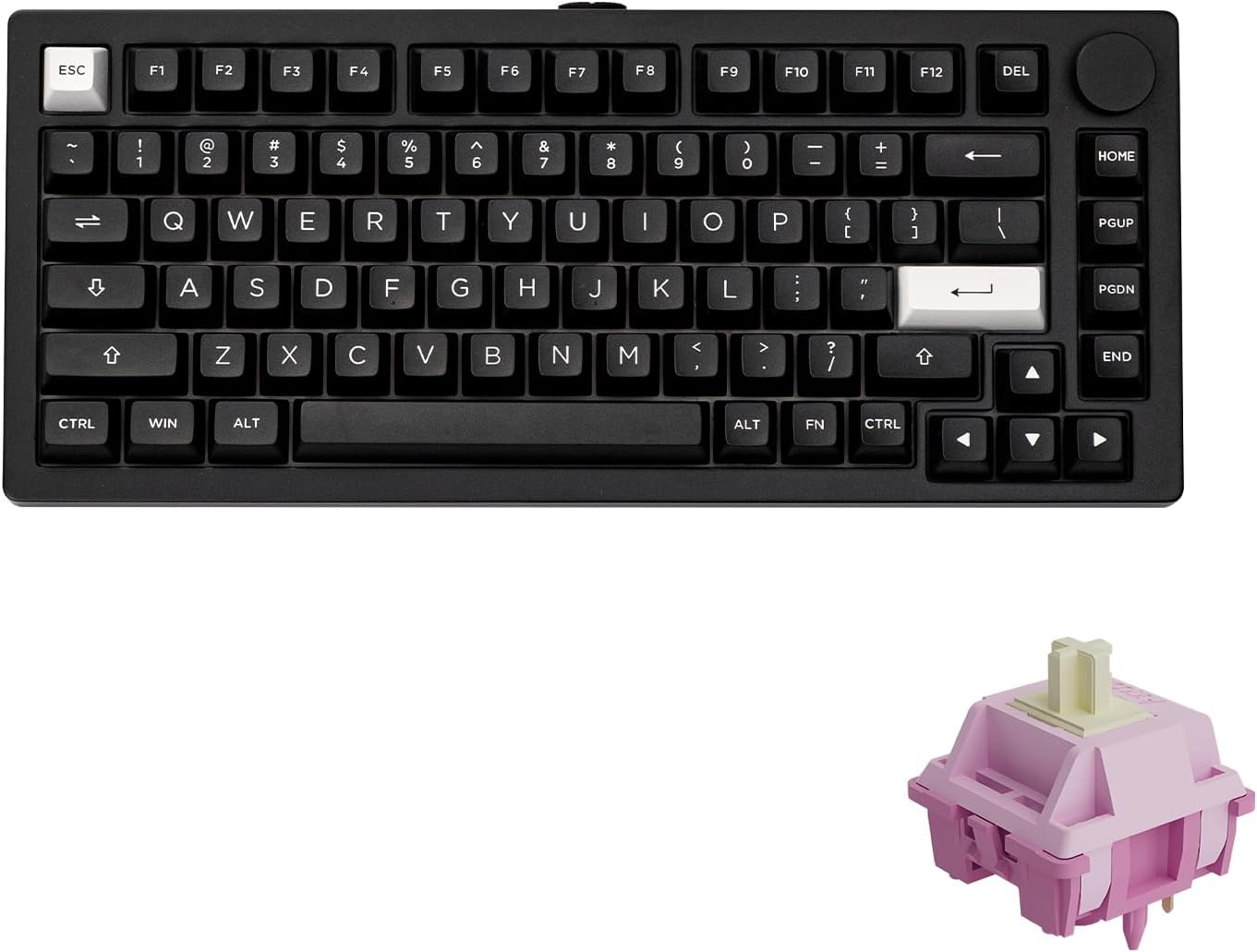 MONSGEEK - M1 V5 Aluminum Mechanical Keyboard 75% Topographic Theme Quick Release Gaming Keyboard with Knob, 8000 Mah RGB Hot-Swappable Black Custom with Side-Printed Keycaps Pre Lubed Piano Switch