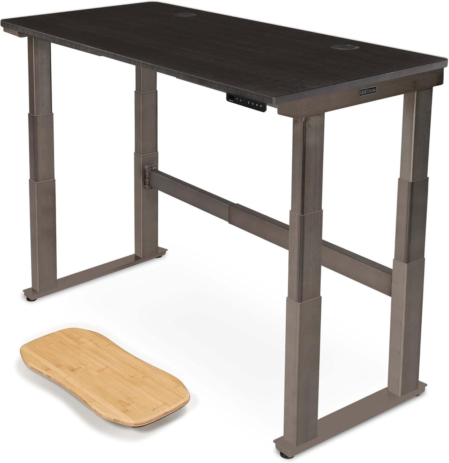 Uplift - Bamboo Curve (60 X 30 Inch) Electric Standing Desk V2-Commercial (Black) 4-Leg Adjustable Stand up Desk, Advanced Keypad, Wire Grommets, Wire Management Tray, Bamboo Rocker-X Board - Serious Techies