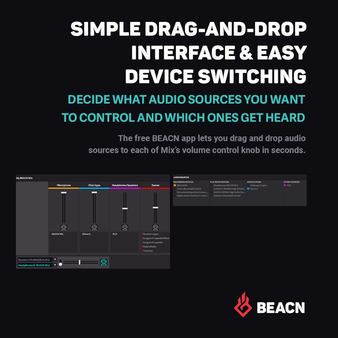 BEACN - Mix USB C Audio Controller | Windows Audio Mixer for PC Gaming or Work | 4-Channel Audio Control with 5" Full-Color Display & Precision Knobs | Drag-And-Drop Customization (White) - Serious Techies