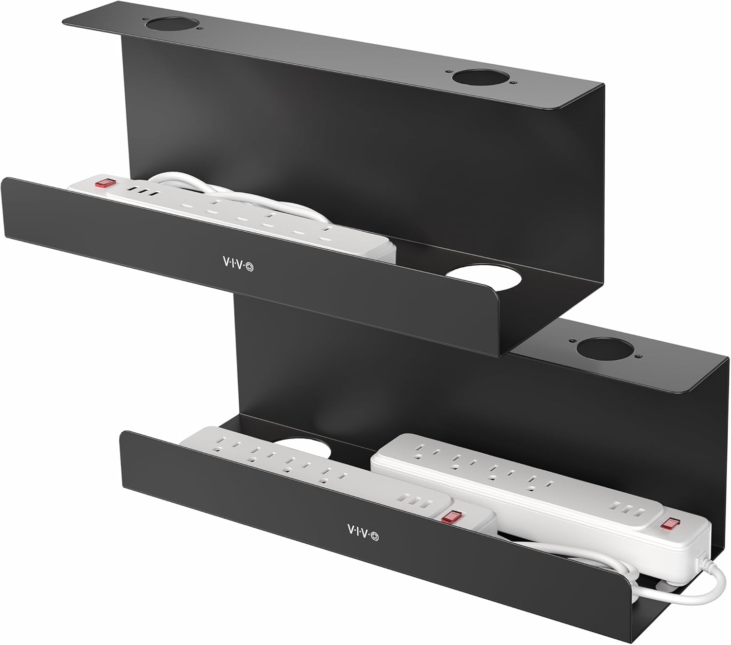 VIVO - Under Desk 17 Inch Cable Management Trays, Power Strip Holders, Cord Organizers, Wire Tamers for Office and Home, Black, 2 Pack, DESK-AC06-2C - Serious Techies