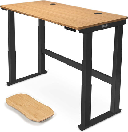 Uplift - Bamboo Curve (60 X 30 Inch) Electric Standing Desk V2-Commercial (Black) 4-Leg Adjustable Stand up Desk, Advanced Keypad, Wire Grommets, Wire Management Tray, Bamboo Rocker-X Board - Serious Techies