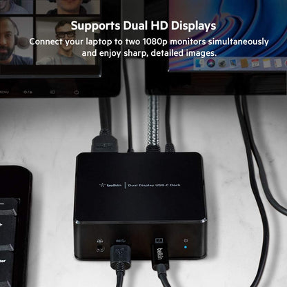 Belkin - USB-C Dual Display Docking Station - Type-C, USB 3.2 Gen 1, Black - Serious Techies