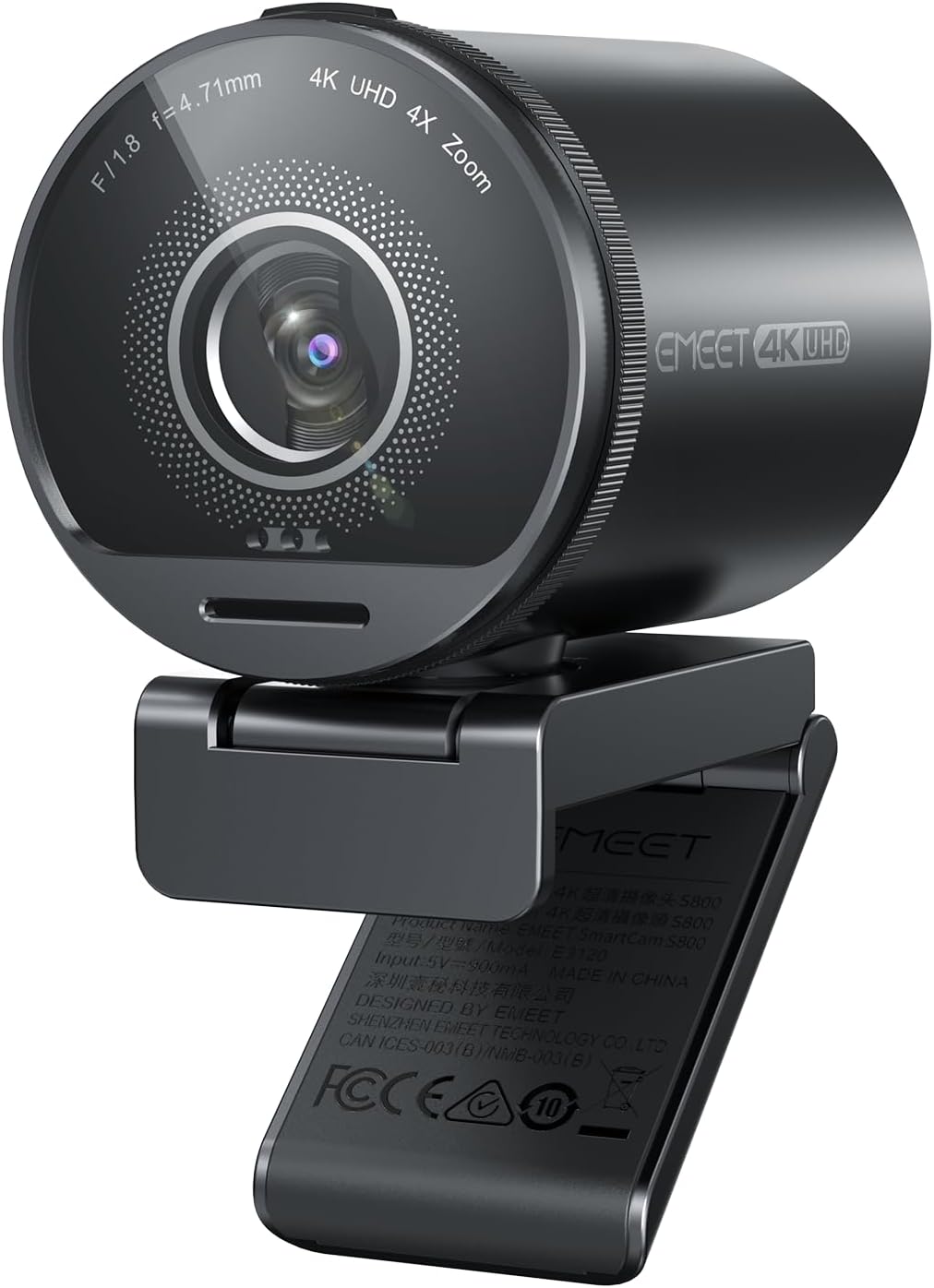 EMEET - Smartcam S800-4K Webcam for Streaming, Sony 1/2'' Sensor, Supports HDR, PDAF&TOF Dual-Autofocus, 1080P@60Fps, 2 Noise-Cancelling Mics, 40°-73° FOV, Perfect for Live Streaming&Online Meetings - Serious Techies