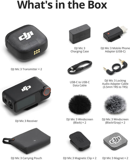 DJI - Mic 3 (2 TX + 1 RX + Charging Case), Wireless Microphone for Iphone/Camera/Android, Ultralight, Adaptive Gain Control for Balanced Volume, Dual Band Anti-Interference, 28Hrs Use, Vlog - Serious Techies