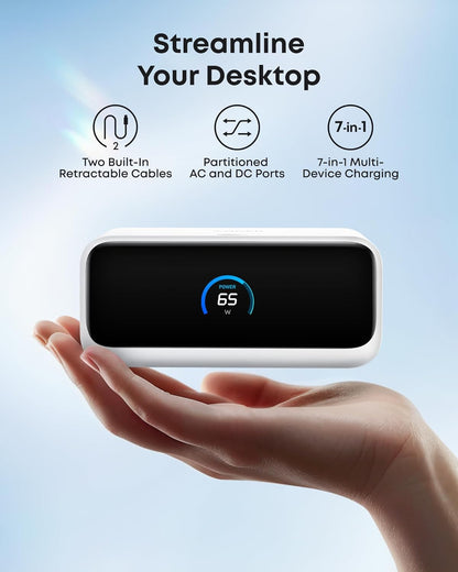 Anker - Nano Charging Station, 7-In-1 USB-C Power Strip for Iphone 16, 2.3 Ft  Instacord Retractable Cable, 3 USB-C, 1 USB-A, 3 AC, 100W Desktop Fast Charging for Macbook, Home, Office(Non-Battery) - Serious Techies