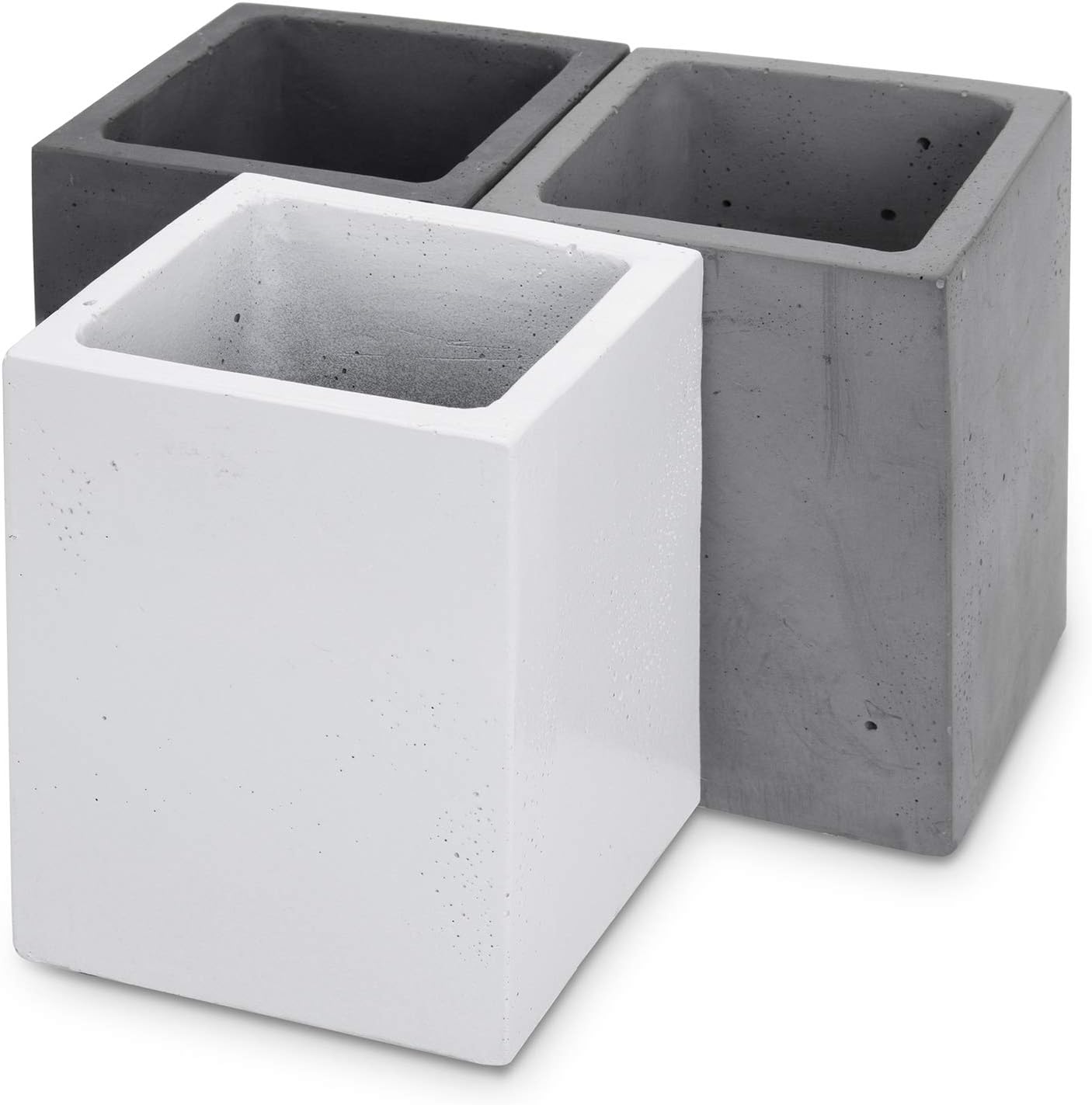 MyGift - Pen Holder Pencil Holder for Desk,Pen Cup Holder for Desk,Concrete Desktop Pencil Cup,Modern Gray-Tone,Set of 3 - Serious Techies