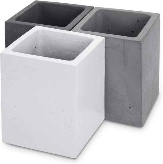 MyGift - Pen Holder Pencil Holder for Desk,Pen Cup Holder for Desk,Concrete Desktop Pencil Cup,Modern Gray-Tone,Set of 3 - Serious Techies