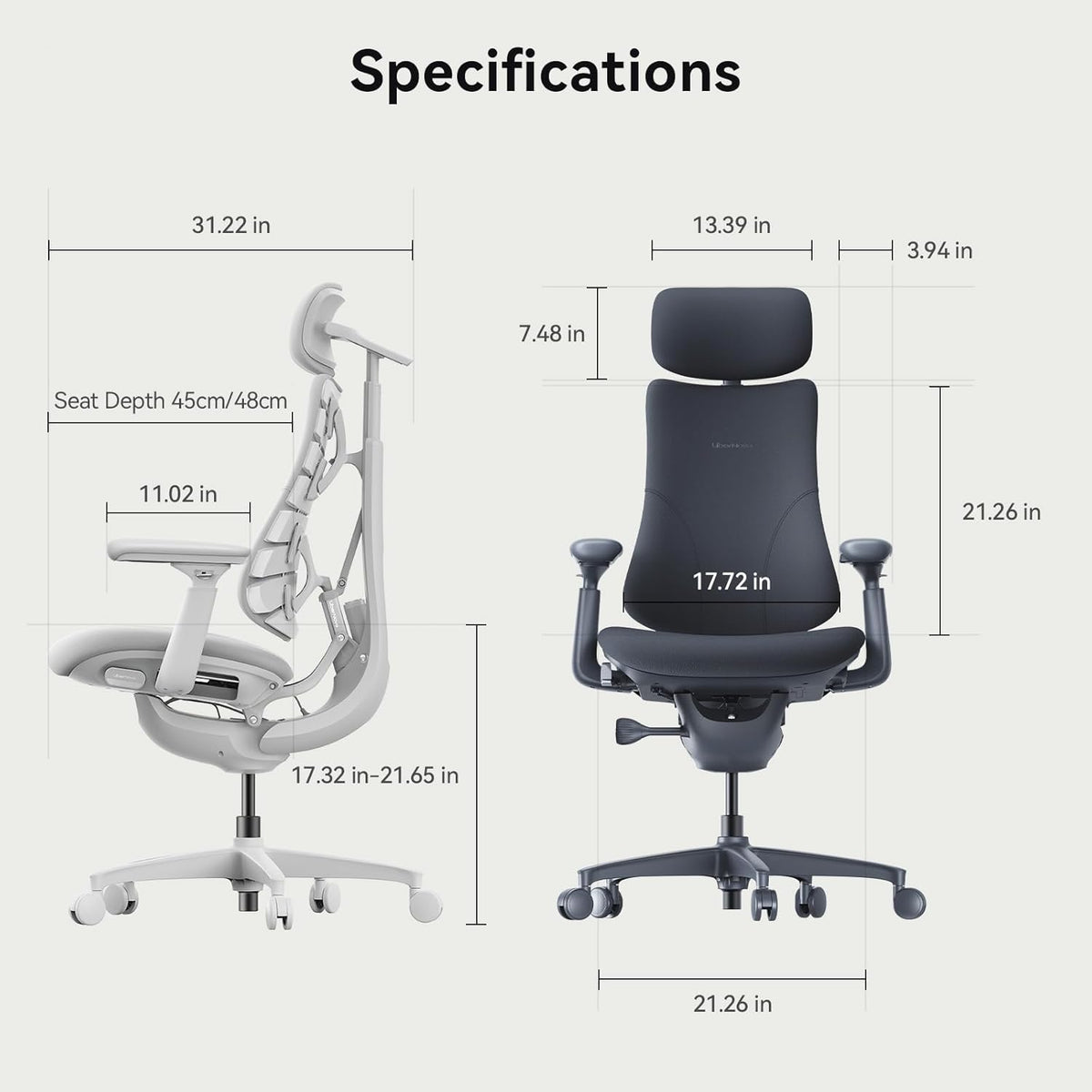 LiberNovo - Dynamic Ergonomic Office Chair - Comfy Adjustable Desk Chair with Adaptive Lumbar Support, 160° Recline & Built-In Spine Stretch for Back Comfort, Home Office Long Hours Use, Black+45Cm - Serious Techies
