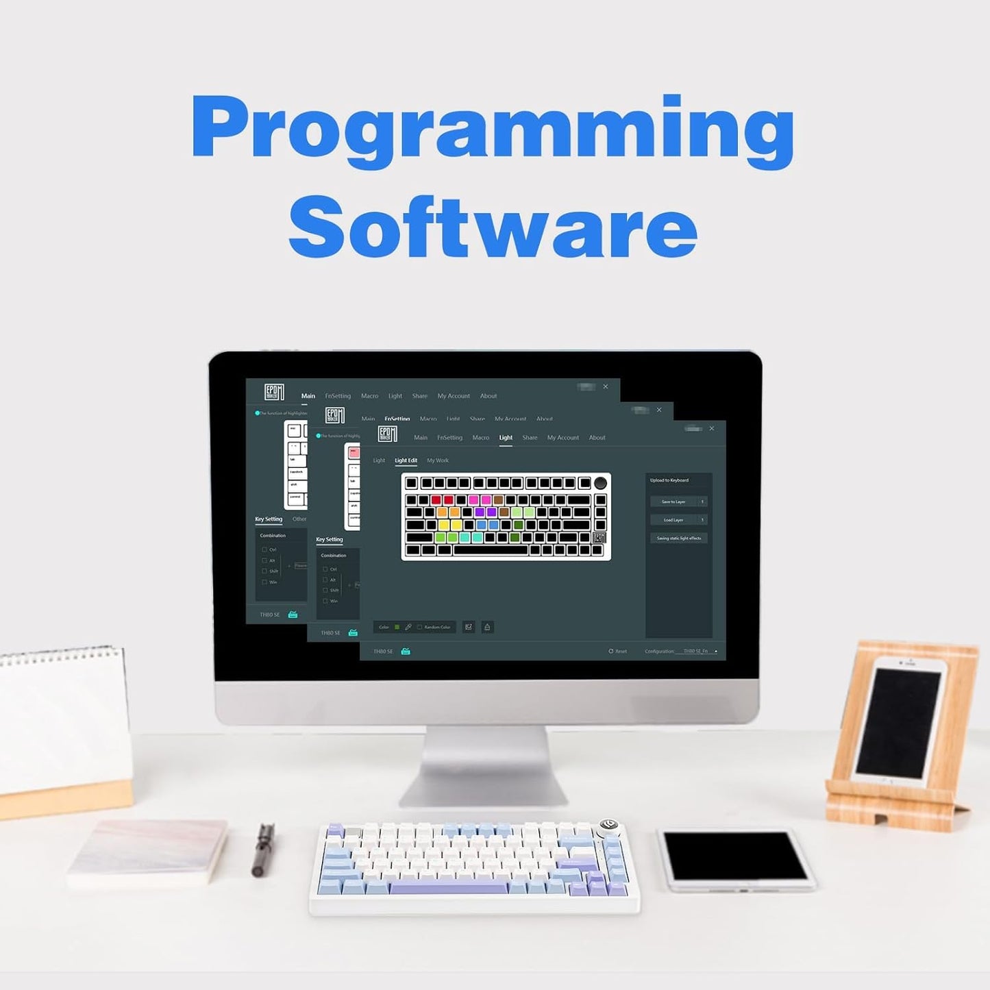 EPOMAKER X LEOBOG - Hi75 Aluminum Alloy Wired Mechanical Keyboard, Programmable Gasket-Mounted Gaming Keyboard with Mode-Switching Knob, Hot Swappable, NKRO, RGB (White Purple, Nimbus V3 Switch) - Serious Techies