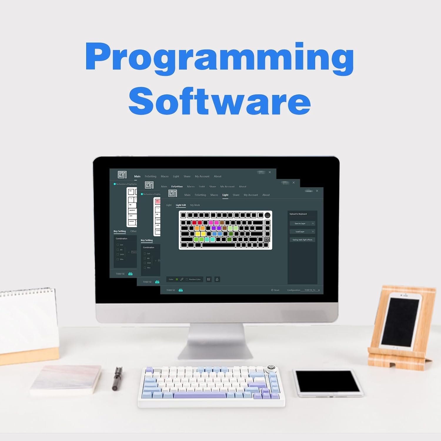 EPOMAKER X LEOBOG - Hi75 Aluminum Alloy Wired Mechanical Keyboard, Programmable Gasket-Mounted Gaming Keyboard with Mode-Switching Knob, Hot Swappable, NKRO, RGB (White Purple, Nimbus V3 Switch) - Serious Techies