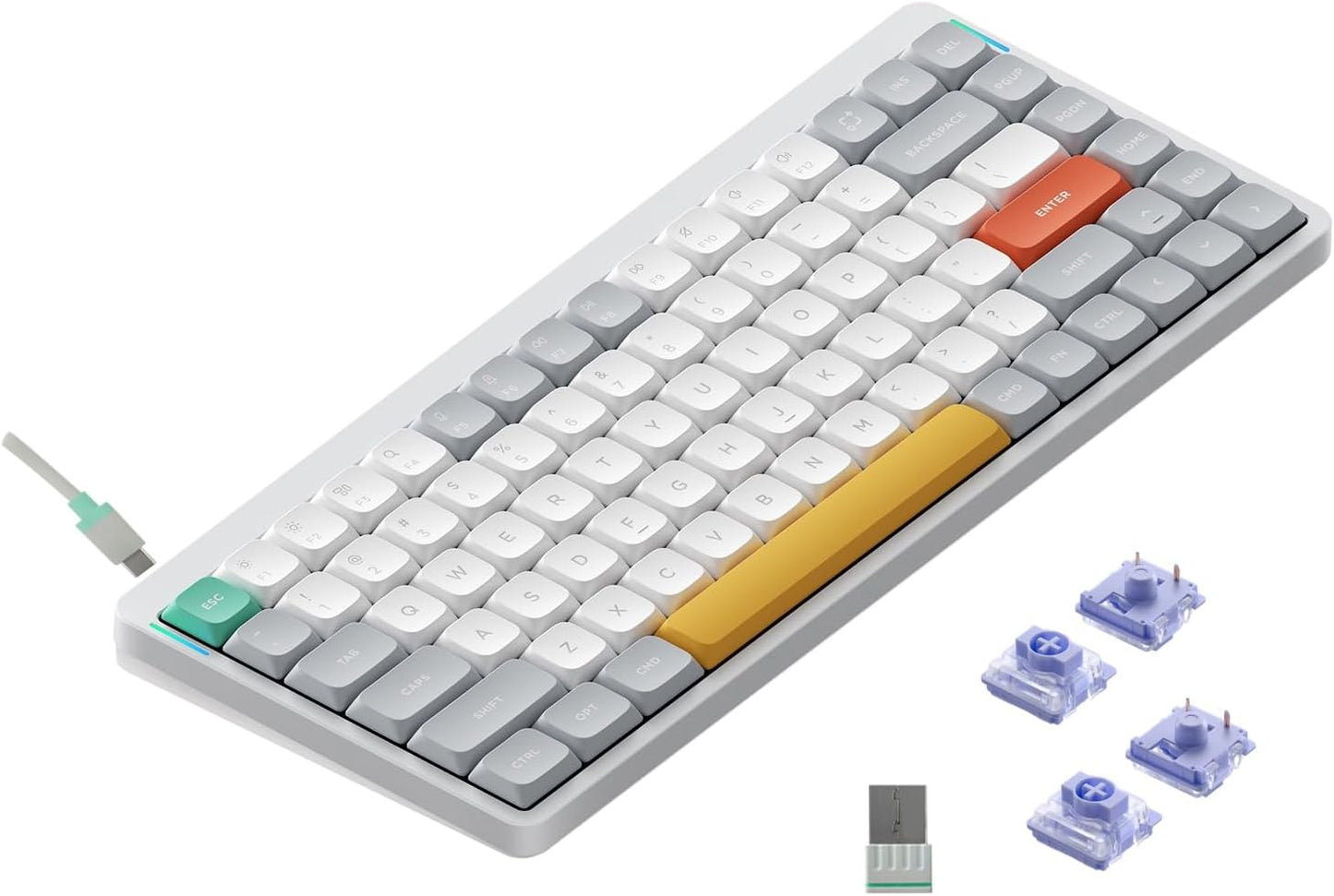 Nuphy - Air75 V2 Portable 75% Low Profile Keyboard,84 Keys RGB Backlight Wireless Mechanical Keyboard,Supports Bluetooth/2.4G/Usb-C,Compatible with Windows/Mac Os/Linux Systems-Black Gateron Moss Switch - Serious Techies