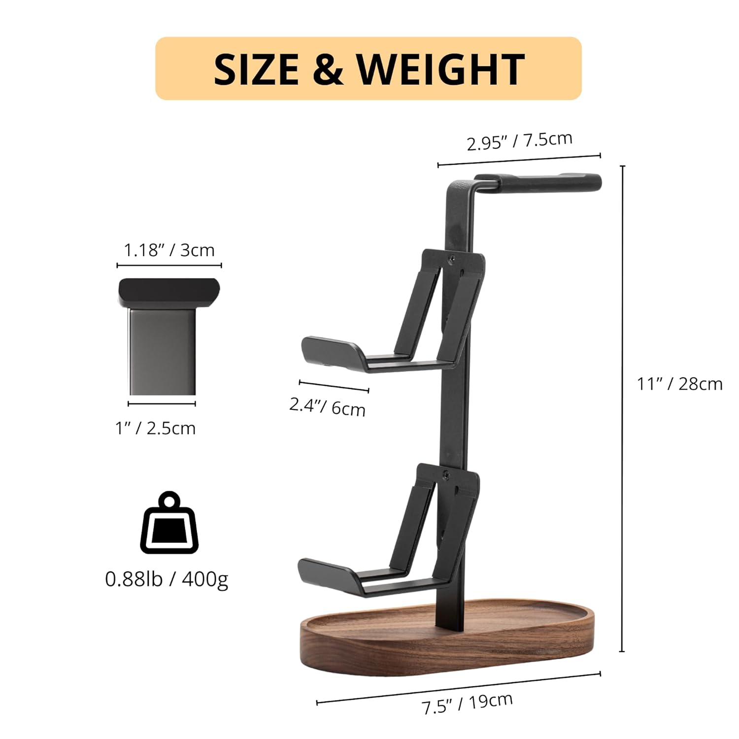 muso - 2-In-1 Gaming Controller Stand, Headphone Stand, Walnut Controller Stand, Desktop Headset Stand for Game Controllers and PC Earphone Accessories - Serious Techies