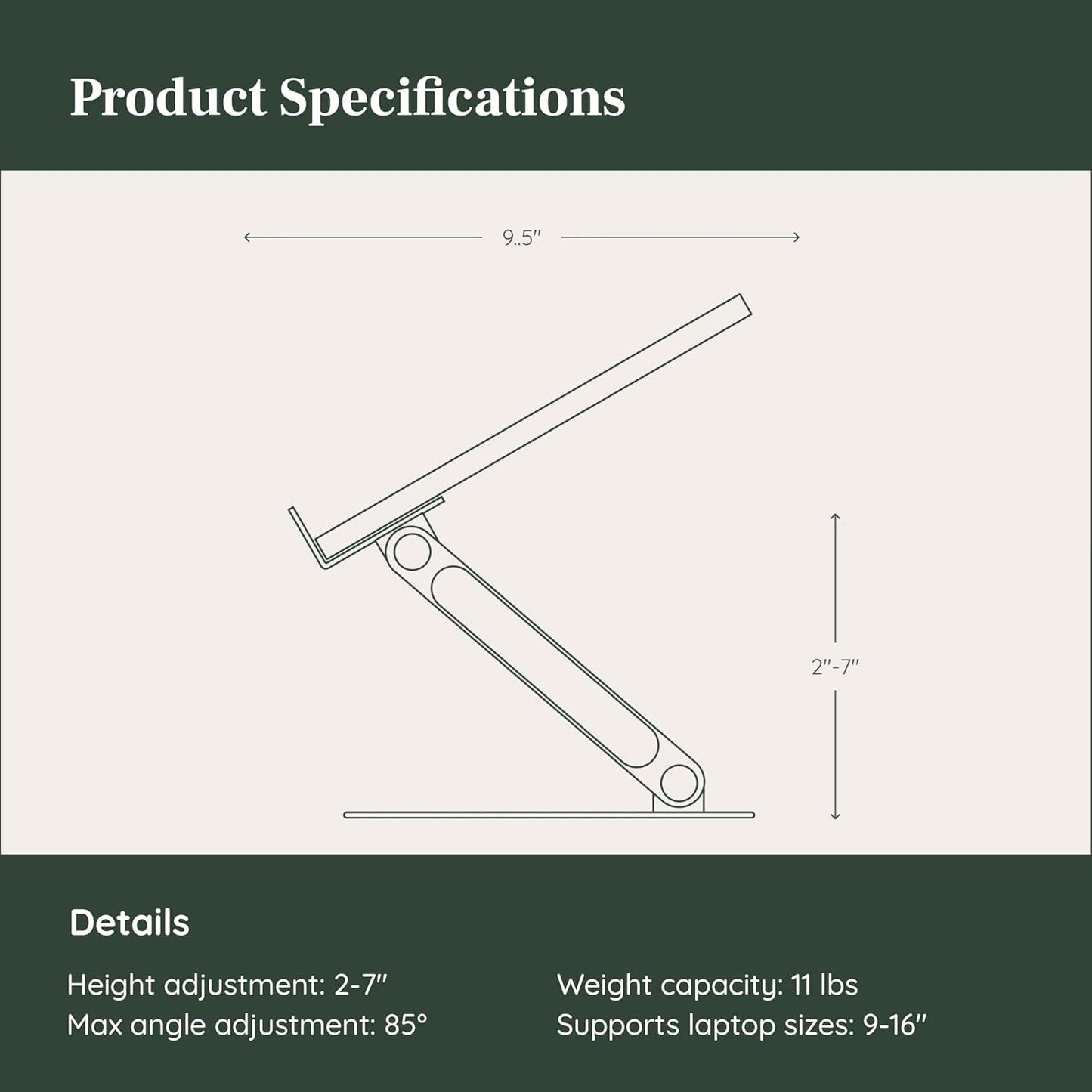 Branch - Adjustable Laptop Stand - Elevate Ergonomics & Reduce Strain, Laptop Riser Customizable Height & Angle, Portable & Robust Design for Home or Office, Secure Silicon Grips - Walnut - Serious Techies