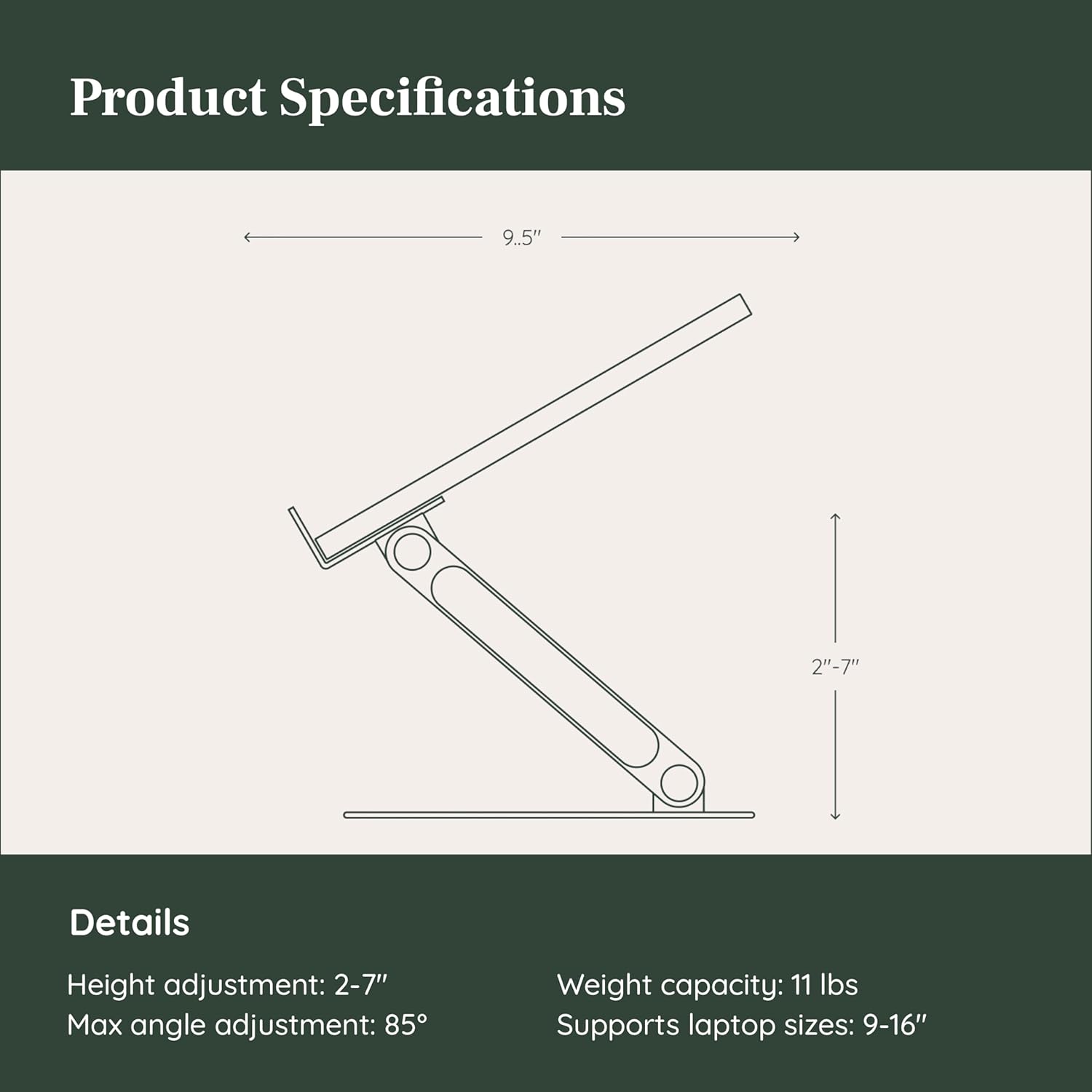 Branch - Adjustable Laptop Stand - Elevate Ergonomics & Reduce Strain, Laptop Riser Customizable Height & Angle, Portable & Robust Design for Home or Office, Secure Silicon Grips - Walnut - Serious Techies