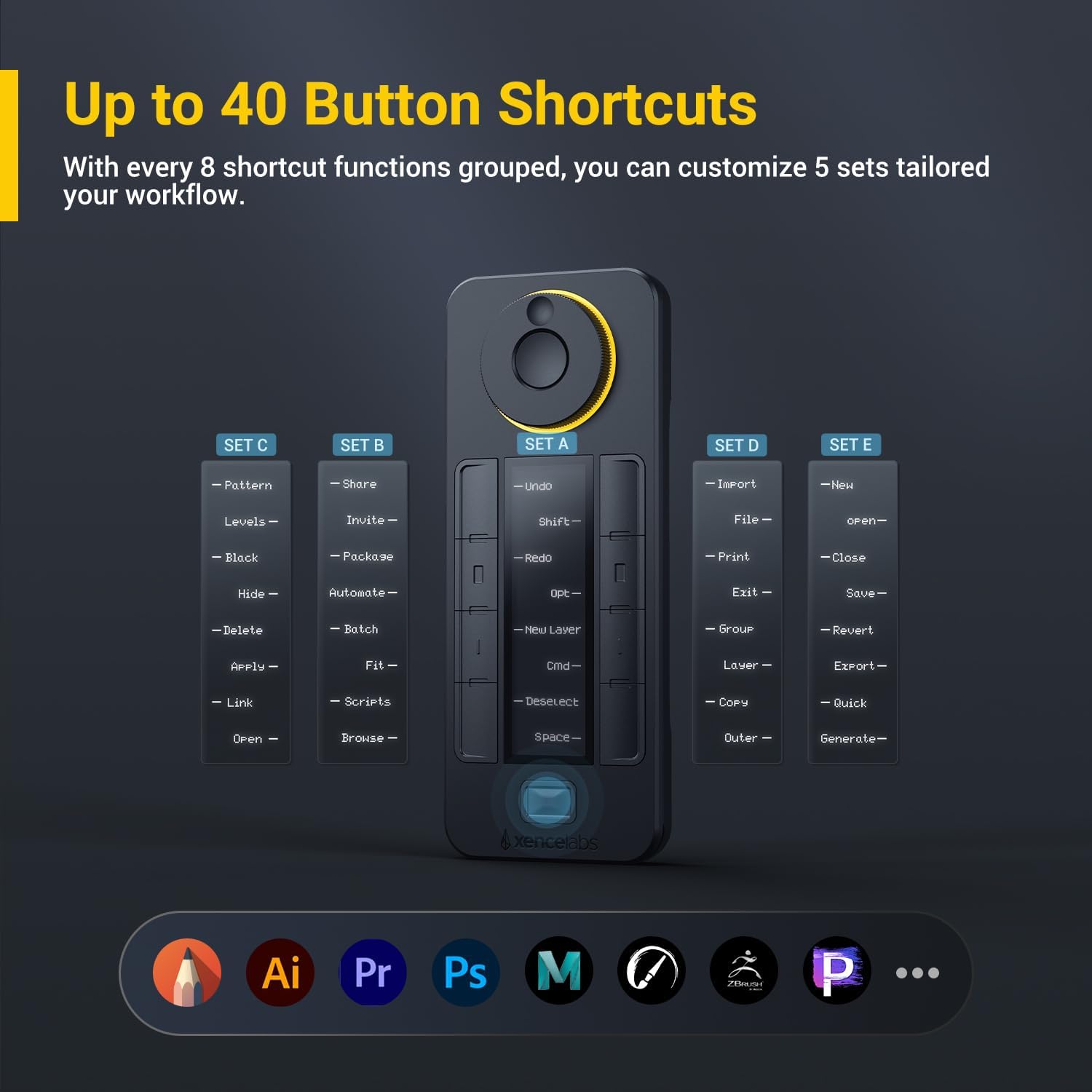 XENCELABS - Quick Keys for PC, Macbook, Desktop, Drawing Tablet, MacroPad, Pen Display, OLED Display, 44 Customizable Shortcuts Keydail for Digital Drawing, Video Editing, Photo Retouching, Windows/Macos