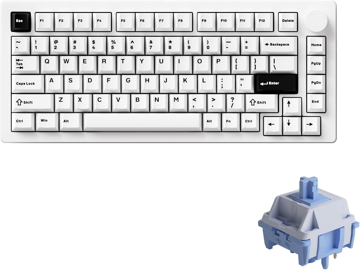MONSGEEK - M1 V5 Aluminum Mechanical Keyboard 75% Topographic Theme Quick Release Gaming Keyboard with Knob, 8000 Mah RGB Hot-Swappable Black Custom with Side-Printed Keycaps Pre Lubed Piano Switch