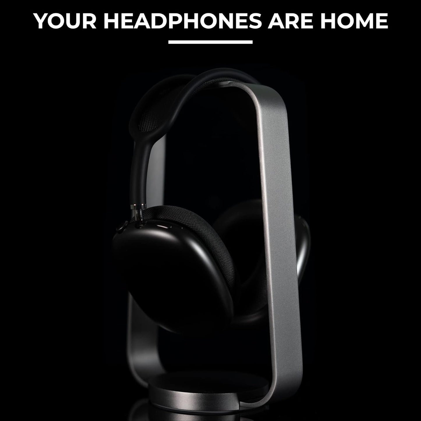 HumanCentric - Headphone Stand Headset Holder in Space Gray, Weighted Aluminum Headphone Holder, Desk Headphone Hanger Displays and Holds Headsets, Works with Most Headphone Brands and Sizes - Serious Techies