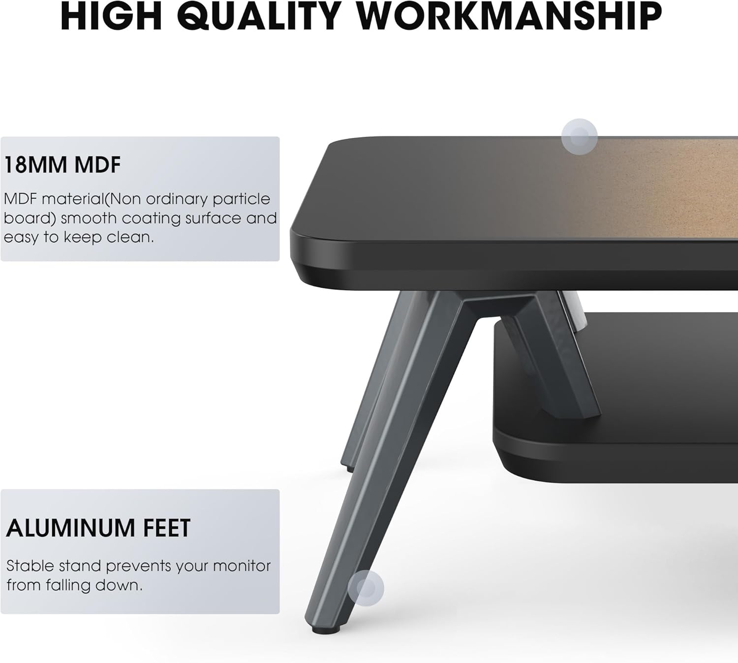 Fenge - Dual Monitor Stand, Monitor Riser for 2 Monitors with Adjustable Laptop Riser , 42.5 Inch Desk Shelf for Top of Desk with Phone Holder& Headphone Stand - Serious Techies