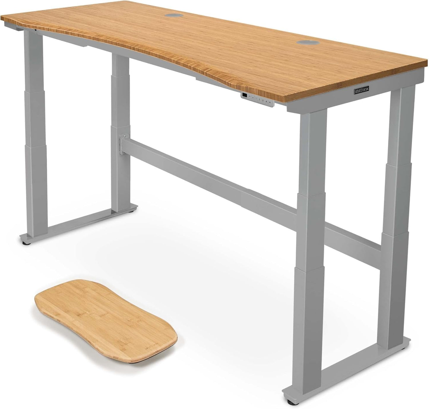 Uplift - Bamboo Curve (60 X 30 Inch) Electric Standing Desk V2-Commercial (Black) 4-Leg Adjustable Stand up Desk, Advanced Keypad, Wire Grommets, Wire Management Tray, Bamboo Rocker-X Board - Serious Techies