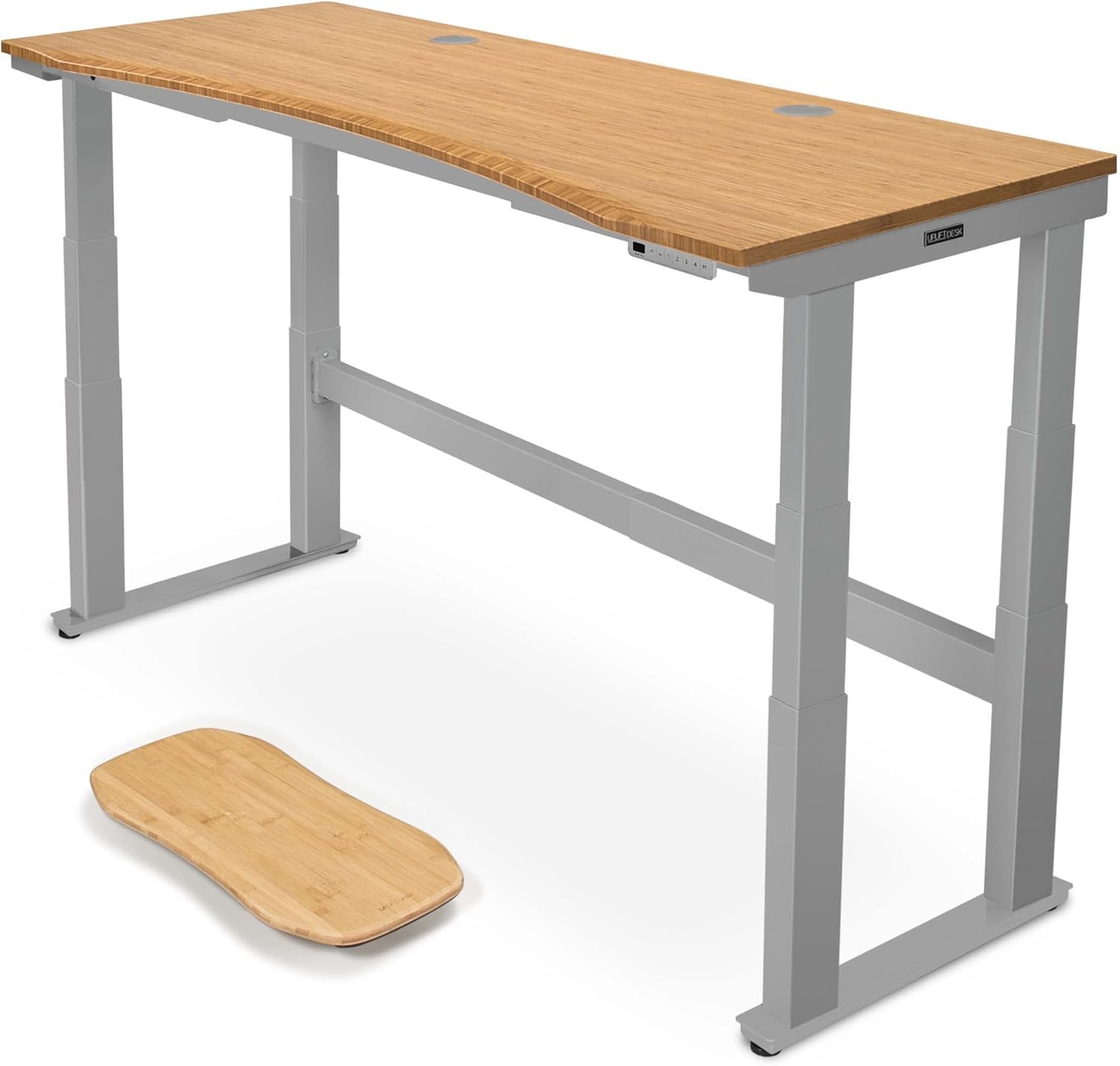 Uplift - Bamboo Curve (60 X 30 Inch) Electric Standing Desk V2-Commercial (Black) 4-Leg Adjustable Stand up Desk, Advanced Keypad, Wire Grommets, Wire Management Tray, Bamboo Rocker-X Board - Serious Techies