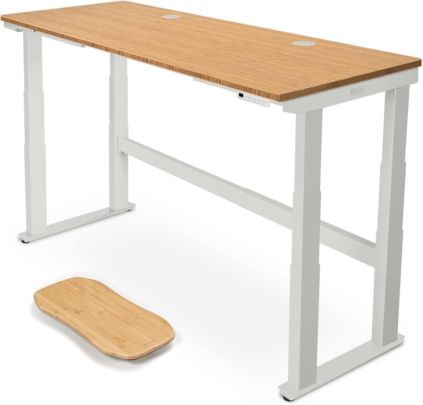 Uplift - Bamboo Curve (60 X 30 Inch) Electric Standing Desk V2-Commercial (Black) 4-Leg Adjustable Stand up Desk, Advanced Keypad, Wire Grommets, Wire Management Tray, Bamboo Rocker-X Board - Serious Techies