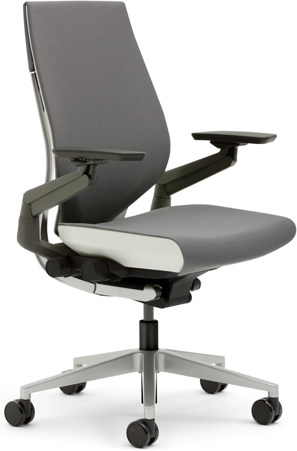 Steelcase - Gesture Office Chair - Ergonomic Work Chair with Wheels for Carpet - Comfortable - Intuitive-To-Adjust for Desk - 360-Degree Arms - Graphite Gray Fabric - Serious Techies