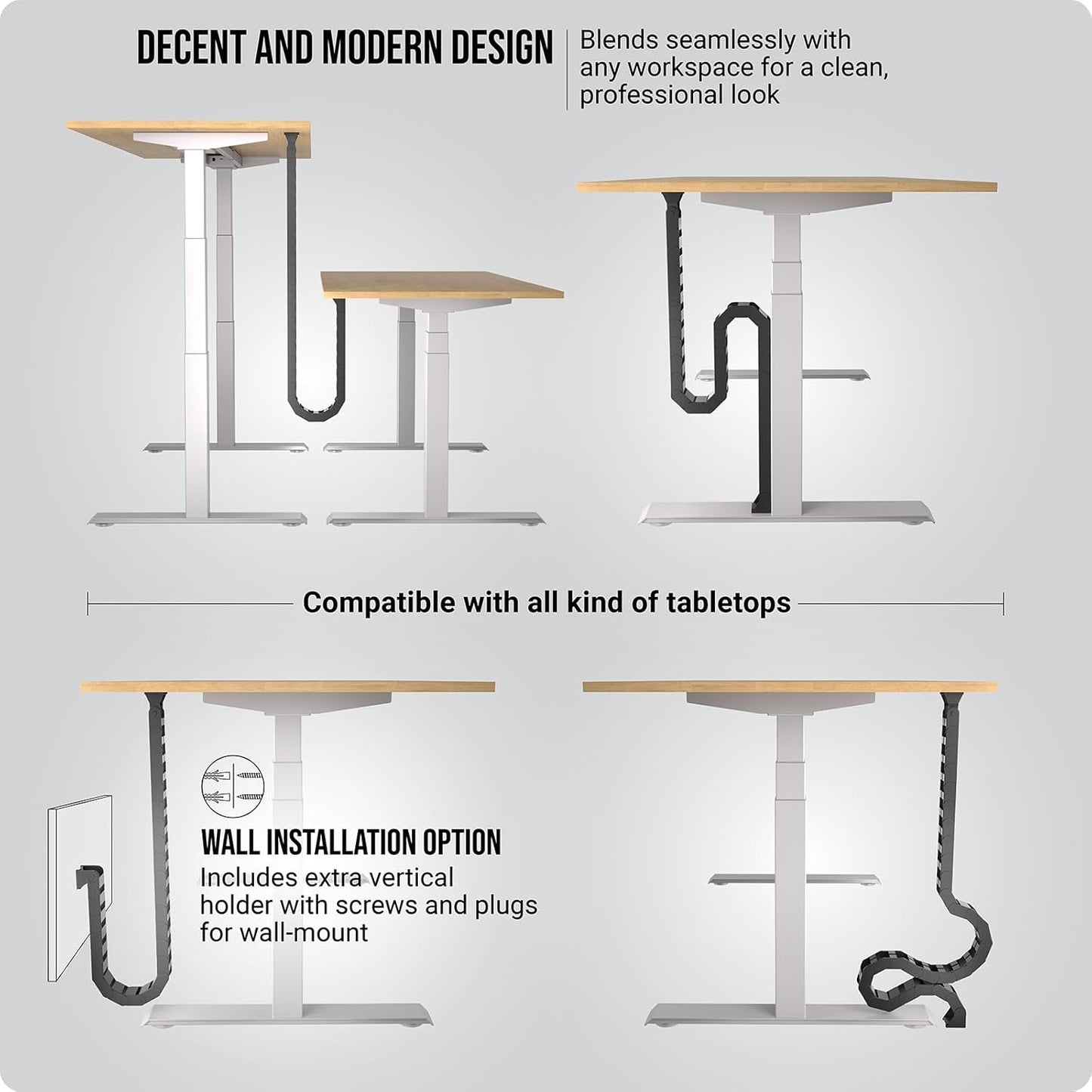 Ultimate Setup Store - Under Desk Cable Management Vertebrae - Perfect for Sit Stand Desk - Wire Management - Adjustable Length - Flexible Cable Spine - Black, 133 Cm - Serious Techies