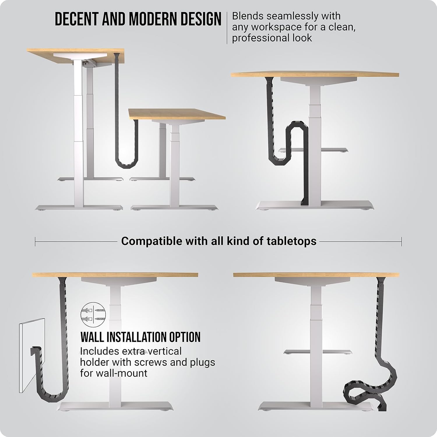 Ultimate Setup Store - Under Desk Cable Management Vertebrae - Perfect for Sit Stand Desk - Wire Management - Adjustable Length - Flexible Cable Spine - Black, 133 Cm - Serious Techies