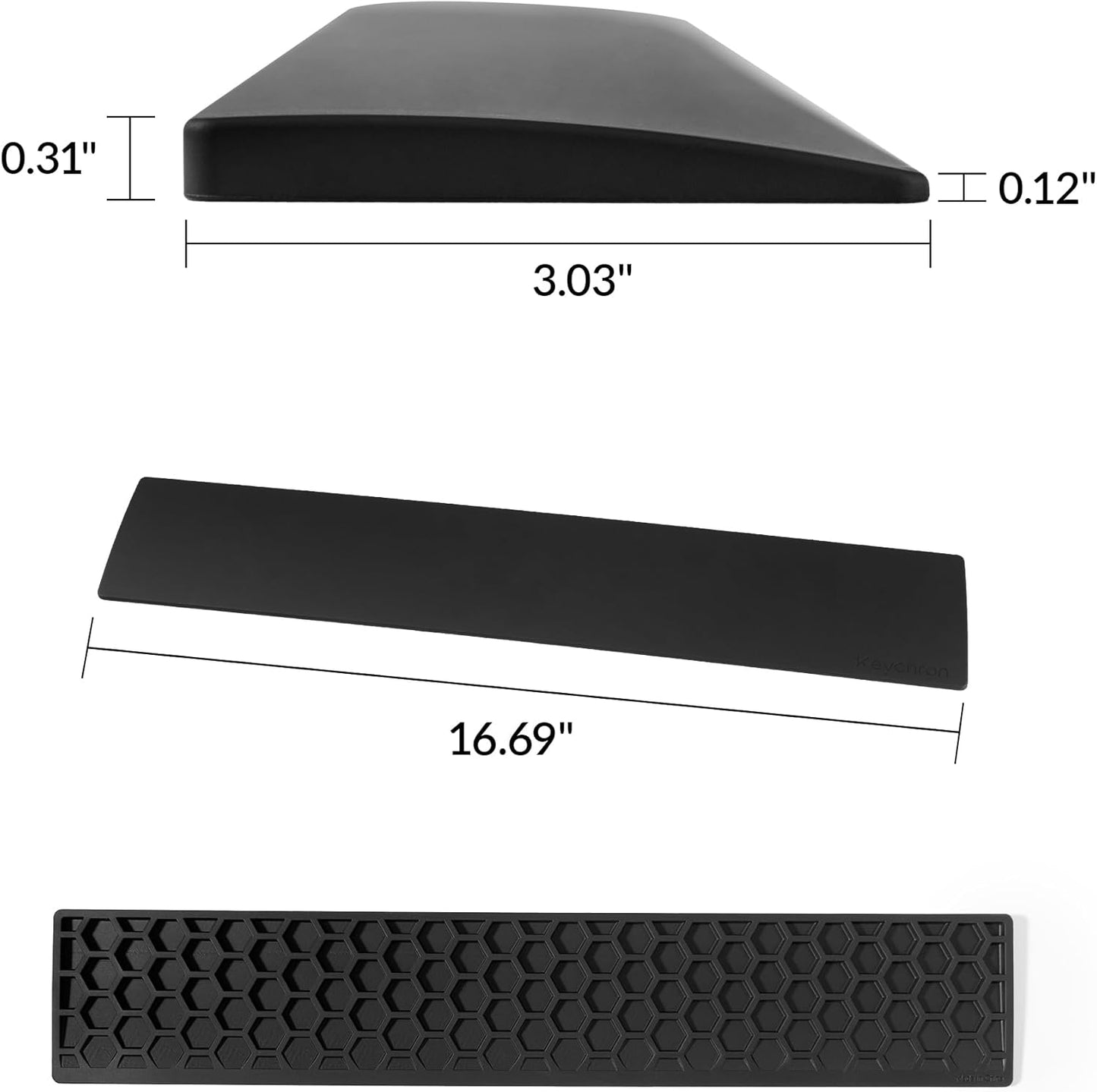 Keychron - Silicone Palm Rest for K5 SE / K5 Max / K5 Pro – 16.69" Wrist Support for Full-Size Low Profile Mechanical Keyboards, Smooth & Washable with Honeycomb Base, Black - Serious Techies
