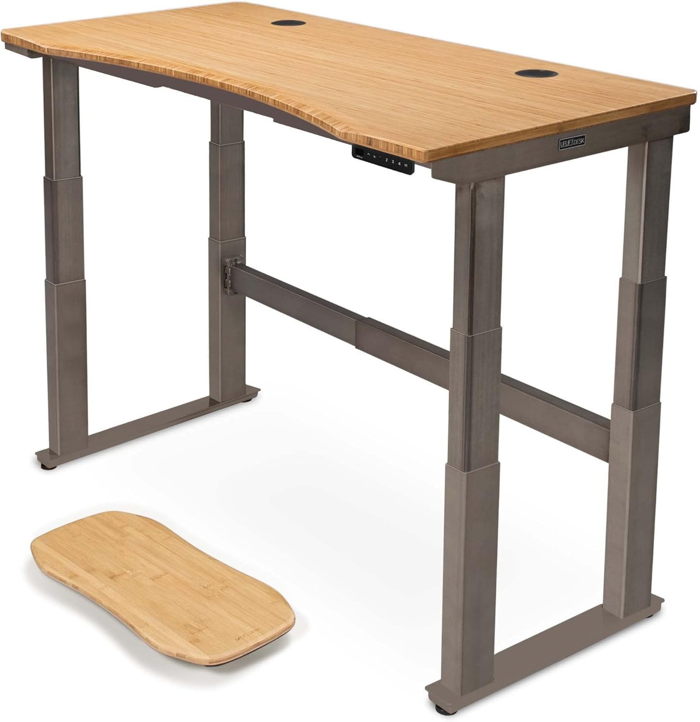 Uplift - Bamboo Curve (60 X 30 Inch) Electric Standing Desk V2-Commercial (Black) 4-Leg Adjustable Stand up Desk, Advanced Keypad, Wire Grommets, Wire Management Tray, Bamboo Rocker-X Board - Serious Techies