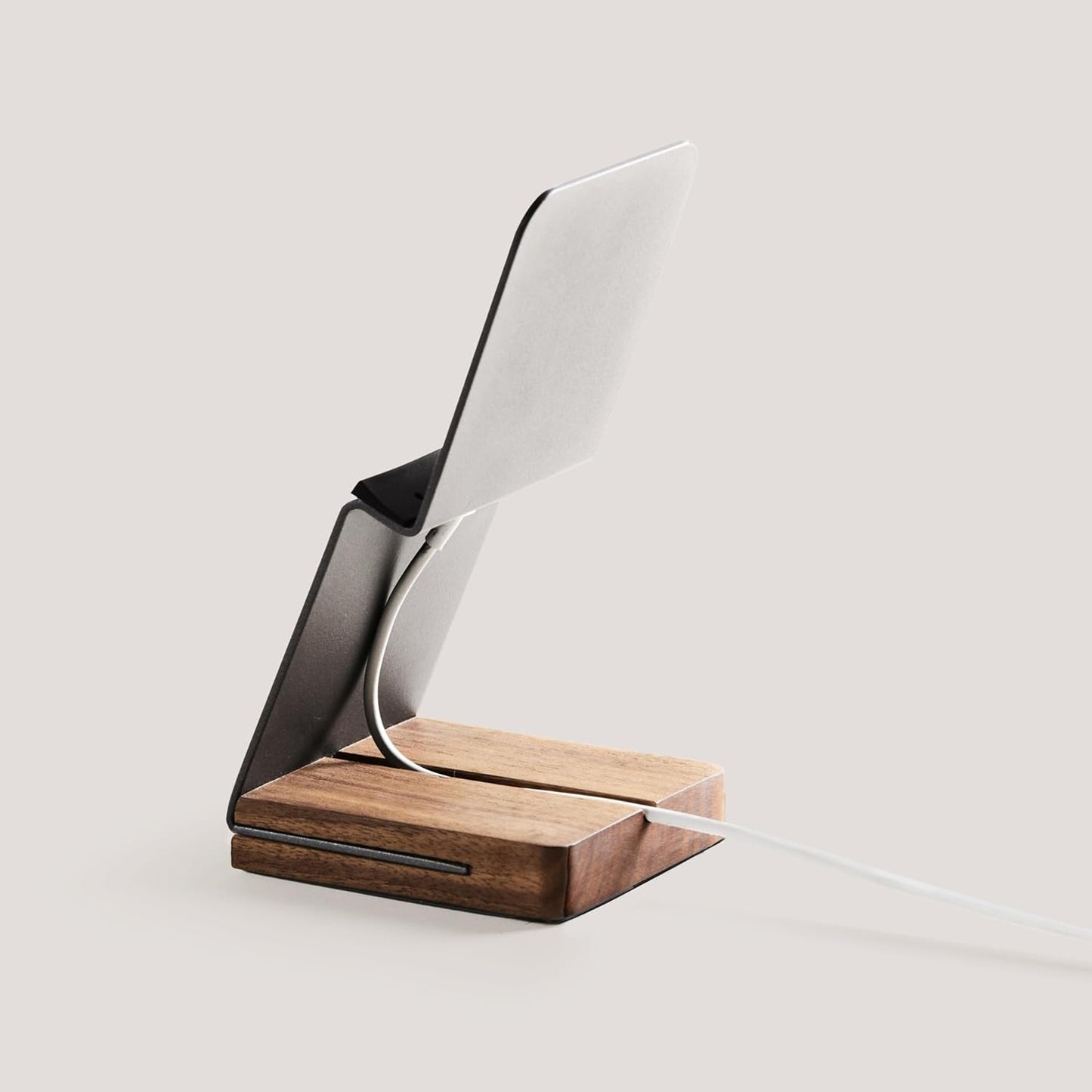 NOOE - Hand-On Tablet Stand Mobile Holder, Sturdy Wood and Aluminum Base, for up to 12 Inch Devices, WALNUT BROWN - Serious Techies