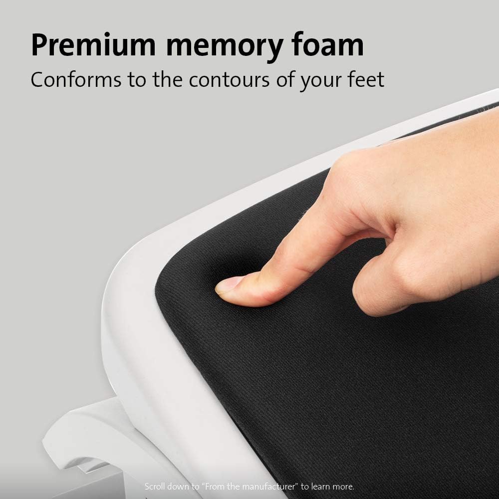 Kensington - Foot Rest for under Desk at Work, Smartfit Comfort Memory Foam Angle and Height Adjustable Footrest, Non-Skid Foot Stool for under Office Desk, White/Black K56144USF - Serious Techies