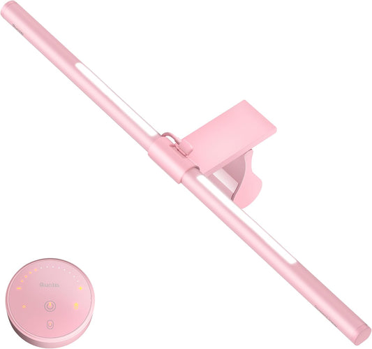 Quntis - Pink Monitor Light Bar with Remote, Eye-Care No Glare, Space Saving Computer Desk Lamp as Gifts for Girls, Stepless Dimming, Modern Aesthetic Desk Light Bar for Home Office Gaming Reading - Serious Techies
