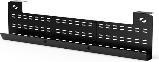 HumanCentric - Under Desk Cable Management Tray and Computer Cord Raceway, Underdesk Cord Organizer, Standing Desk Cable and Wire Management, Heavy Duty, Included Velcro Straps, Medium, Black - Serious Techies