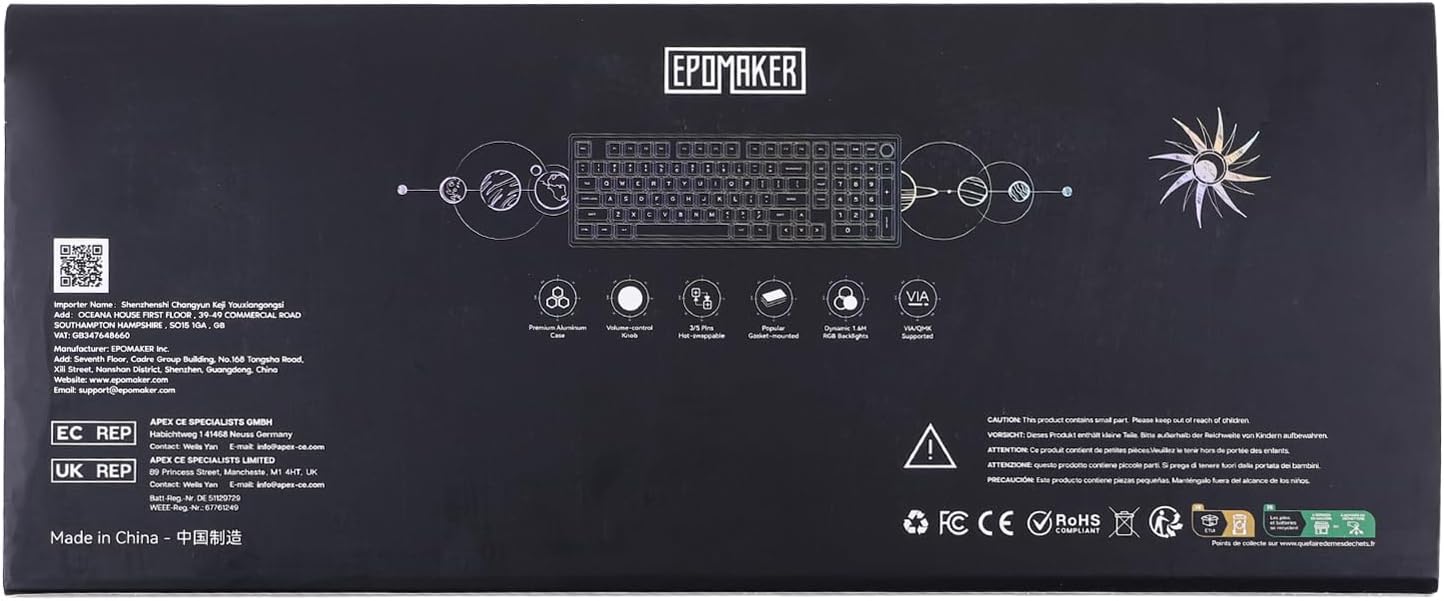 EPOMAKER - Galaxy100 QMK/VIA Wireless Mechanical Keyboard with 8000Mah Battery and Numpad, CNC Aluminum, Full Size Gaming Keyboard, Usb-C/Bt5.0/2.4Ghz (White Purple, Wisteria Linear Switch) - Serious Techies