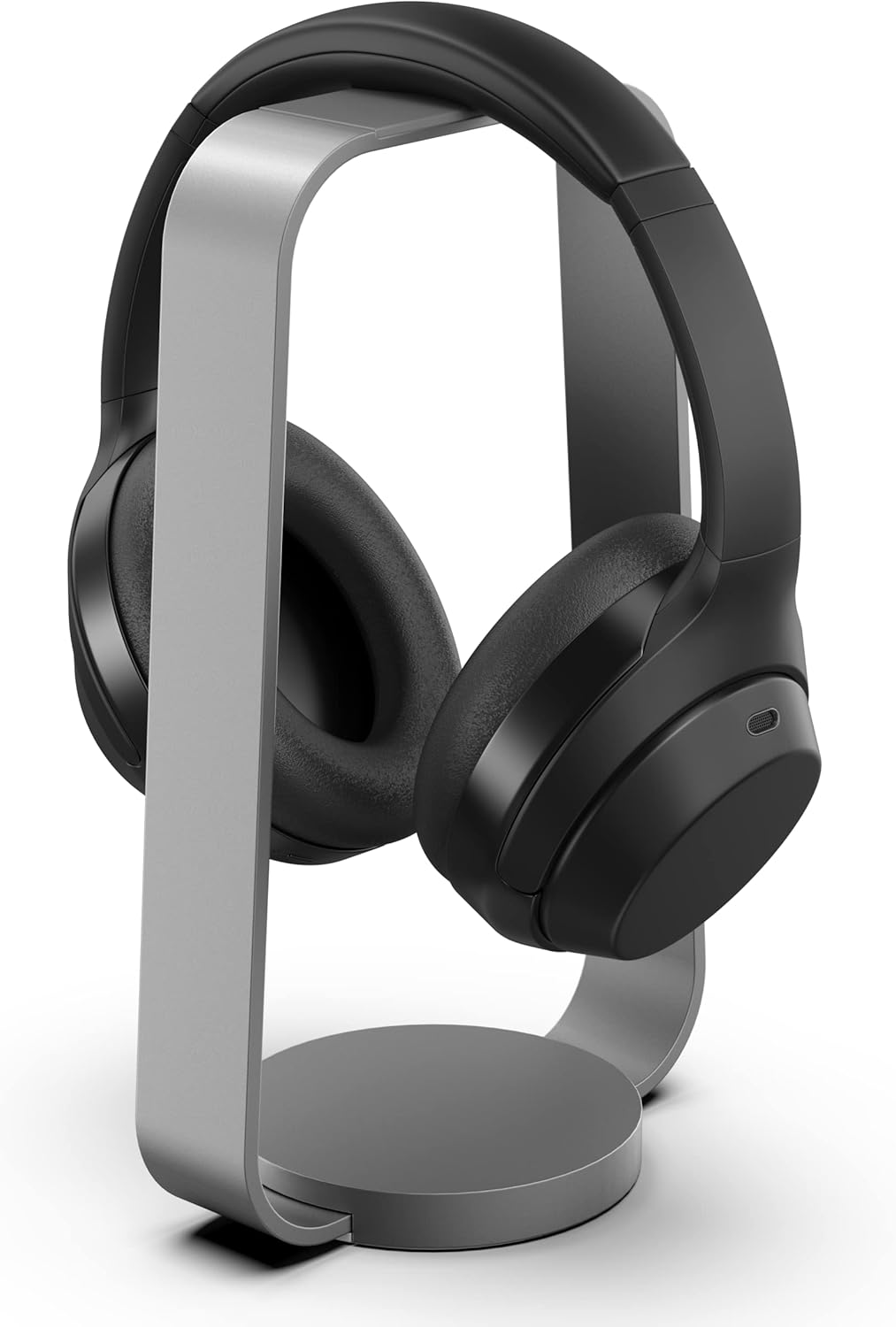 HumanCentric - Headphone Stand Headset Holder in Space Gray, Weighted Aluminum Headphone Holder, Desk Headphone Hanger Displays and Holds Headsets, Works with Most Headphone Brands and Sizes - Serious Techies
