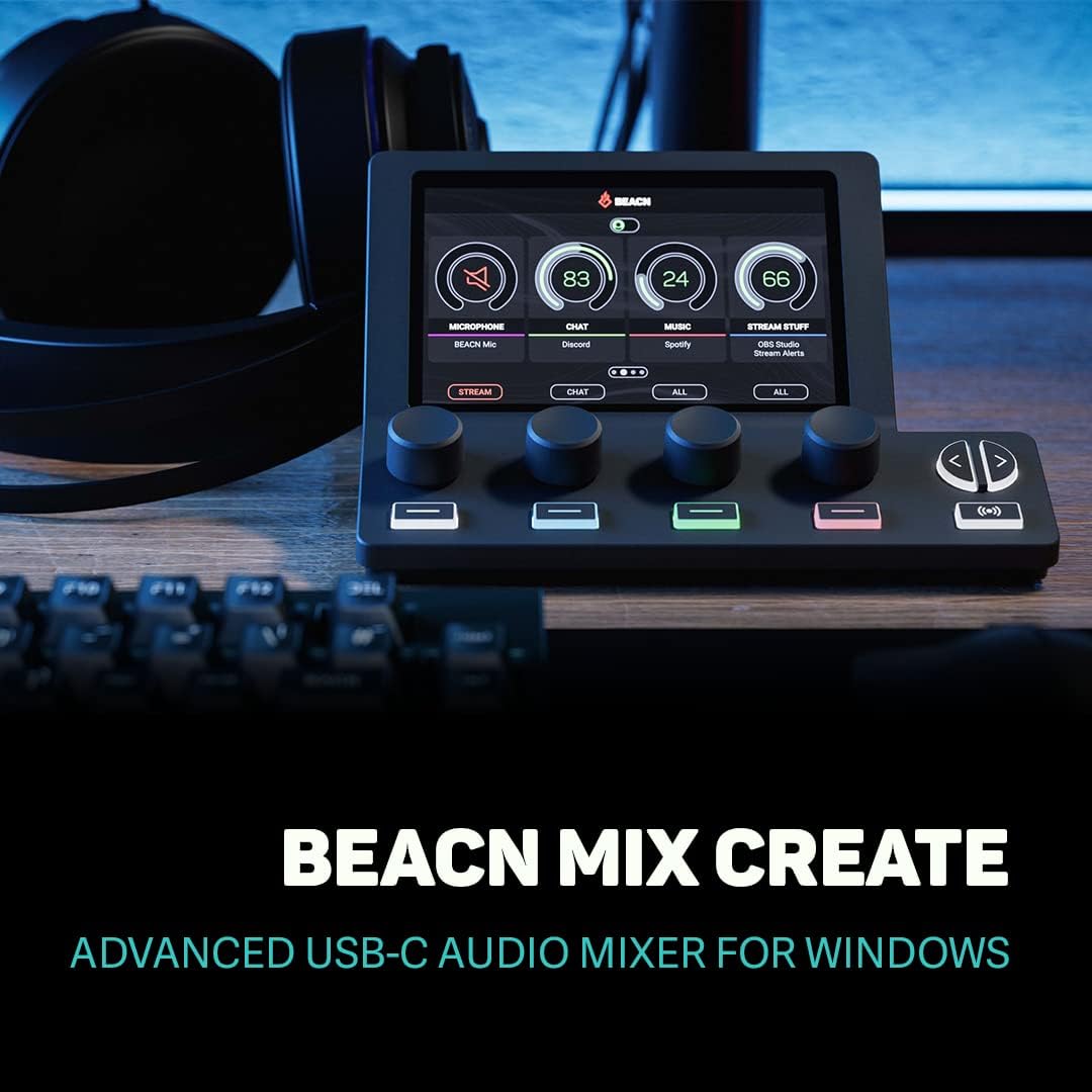 BEACN - Mix Create Audio Mixer for PC & Mac | for Content Creators, Gaming & Podcast, PC Audio Mixer with C USB for Twitch & Youtube | Essential Streaming Accessories (Dark) - Serious Techies