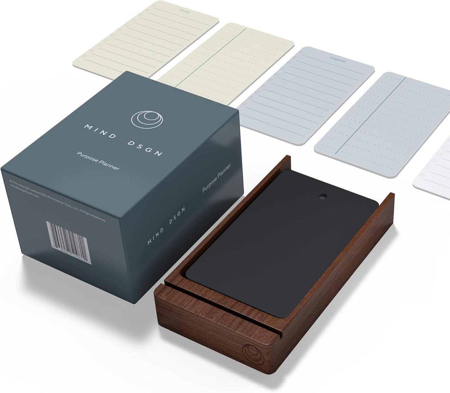 Mind Design Store - Walnut Stand plus 180 to Do List Cards and 20 Goal Setting Cards - Serious Techies
