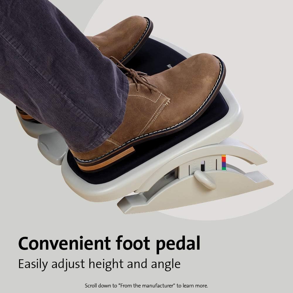 Kensington - Foot Rest for under Desk at Work, Smartfit Comfort Memory Foam Angle and Height Adjustable Footrest, Non-Skid Foot Stool for under Office Desk, White/Black K56144USF - Serious Techies