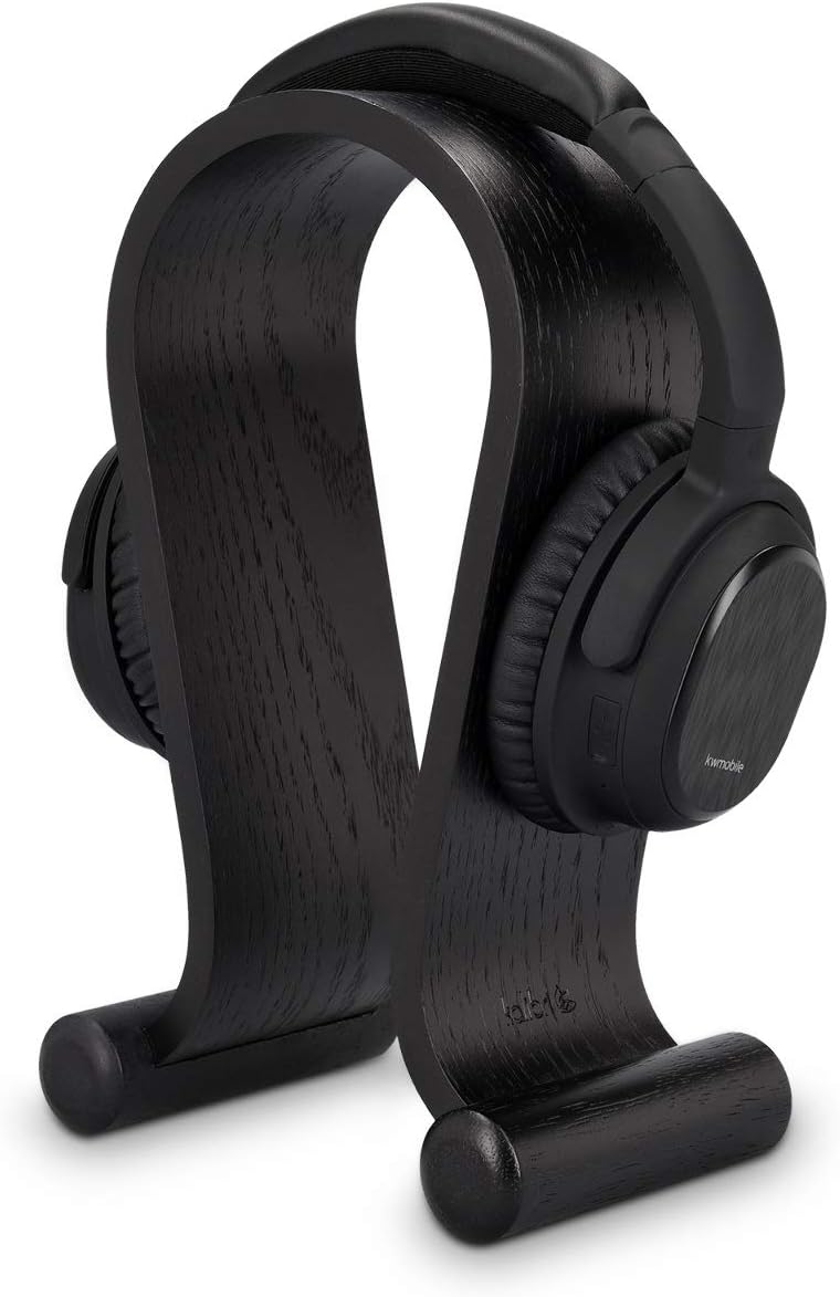 kalibri - Wooden Omega Headphone Stand - Universal Headset Wood Hanger - Holder for Gaming Headsets DJ Studio Headphones & Earphone Display - Walnut - Serious Techies