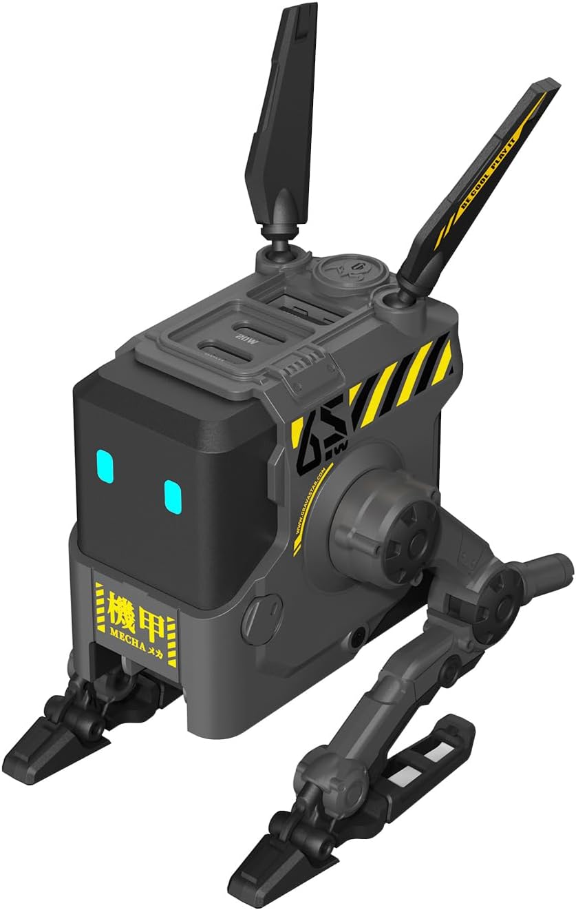 GravaStar - 65W USB C, Alpha65 Robot Fast Gan Charger Block, 3-Port Fast Power Adapter, Foldable Compact Wall USB C Charger for Iphone, Macbook, Ipad, Galaxy S23/S24, Steam Deck (65W, White) - Serious Techies