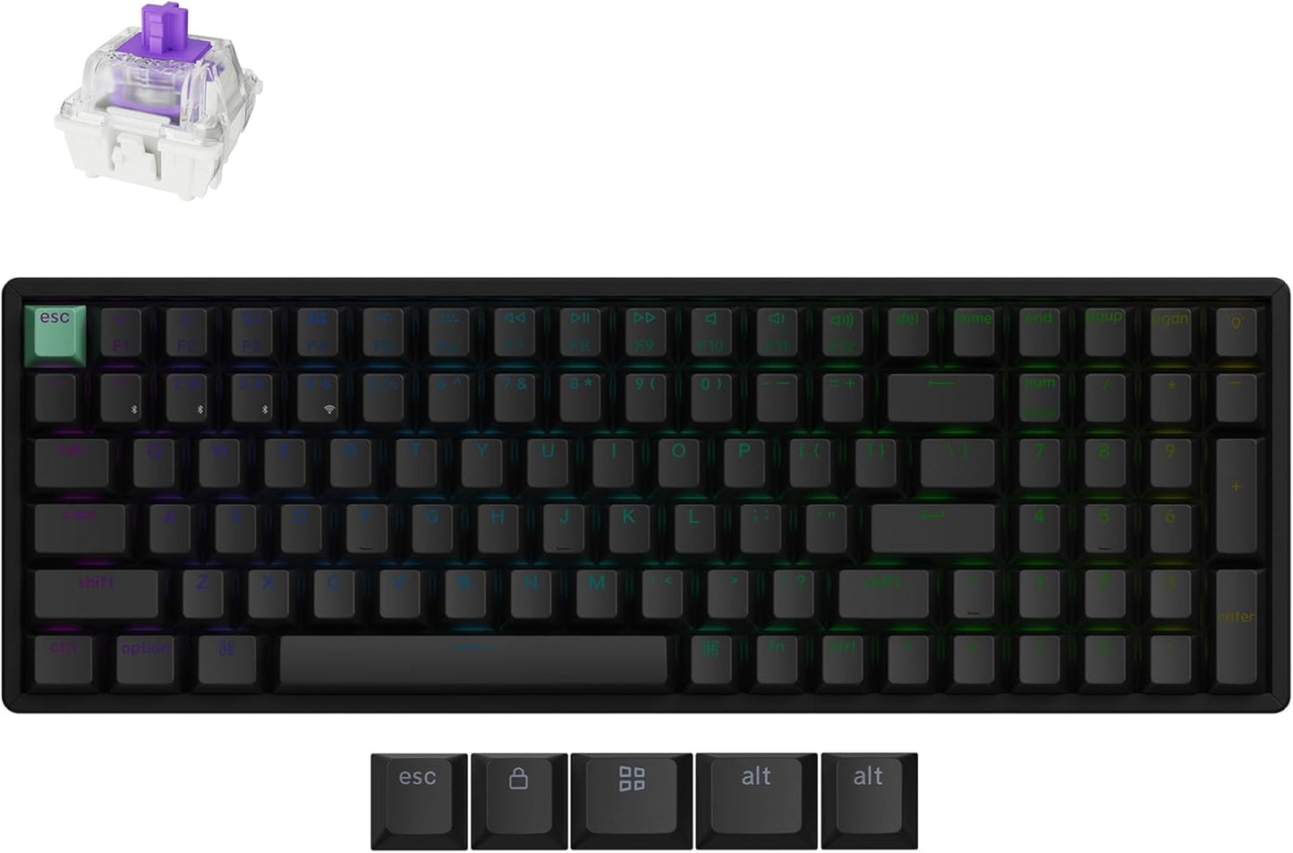 Keychron - K4 HE – 96% Compact Hall Effect Wireless Mechanical Keyboard with Number Pad, Magnetic Switch, Rapid Trigger, Custom RGB, QMK/VIA, 2.4Ghz/Bt5.2/Wired, for Mac/Windows/Linux, Wood Frame, Black - Serious Techies
