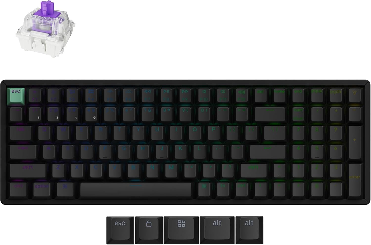 Keychron - K4 HE – 96% Compact Hall Effect Wireless Mechanical Keyboard with Number Pad, Magnetic Switch, Rapid Trigger, Custom RGB, QMK/VIA, 2.4Ghz/Bt5.2/Wired, for Mac/Windows/Linux, Wood Frame, Black - Serious Techies